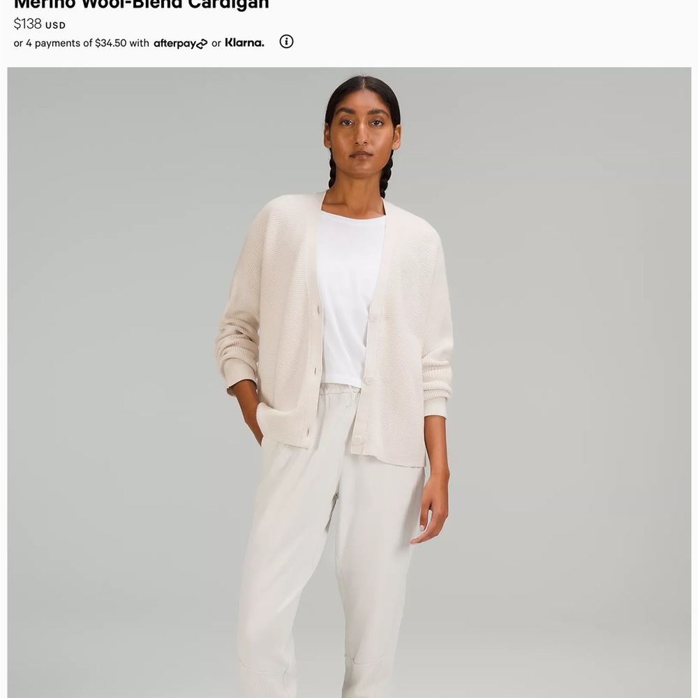 Lululemon merino wool cardigan